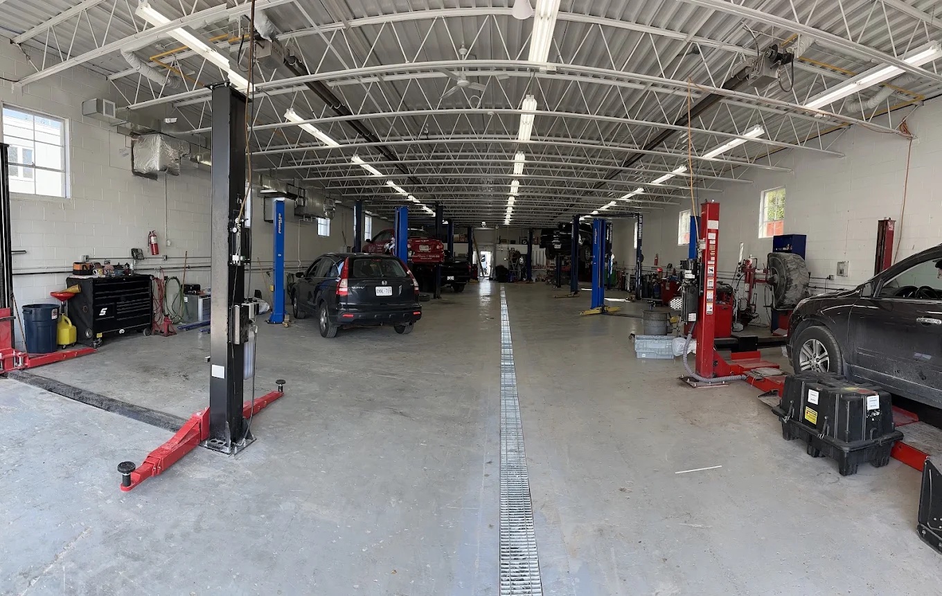 Wide view of the ten service bays at Barrie AutoCare Centre